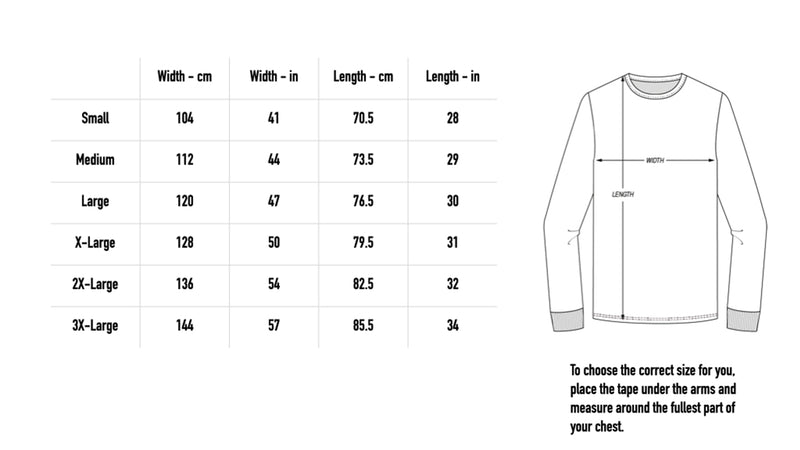 Size chart for Tarot Longsleeve - Black